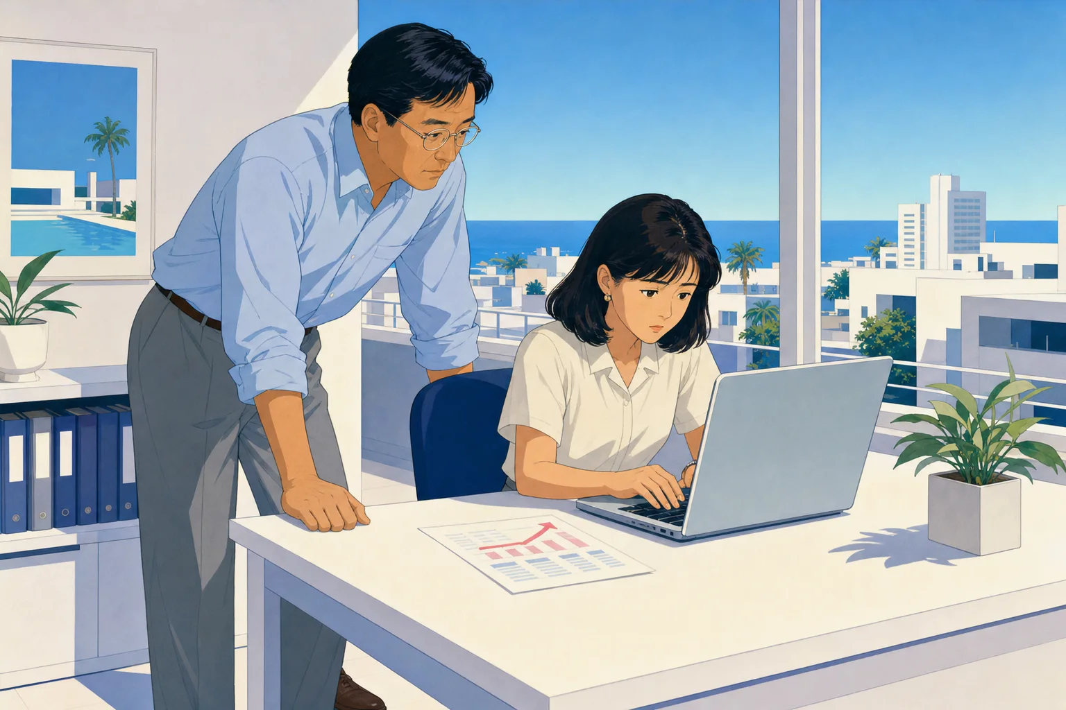 制作会社への依頼メールを打つ事務担当