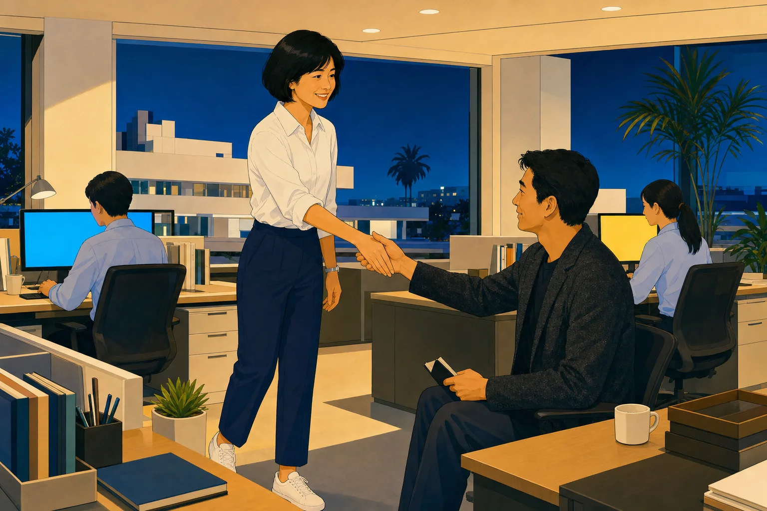 同じ夜。社長が伴走支援の担当に「来月から要りません」と言っている
