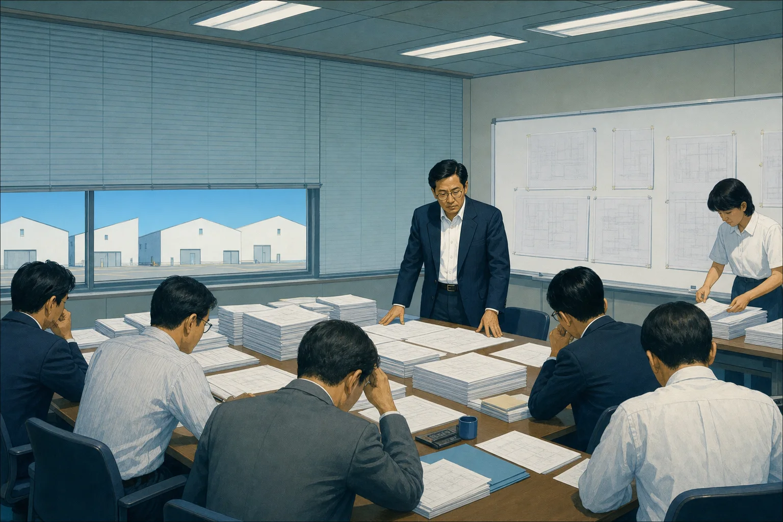 10社分の規約をプリントして机に広げている