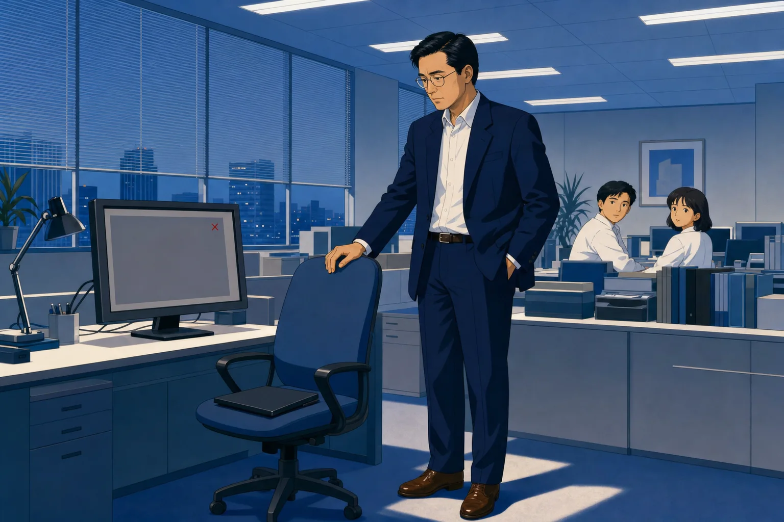 空いた席と、返却されたノートPC。翌週、止まった画面